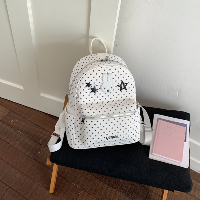 Rabbit Polka Dot Simple Large Capacity Lightweight Women's Backpack