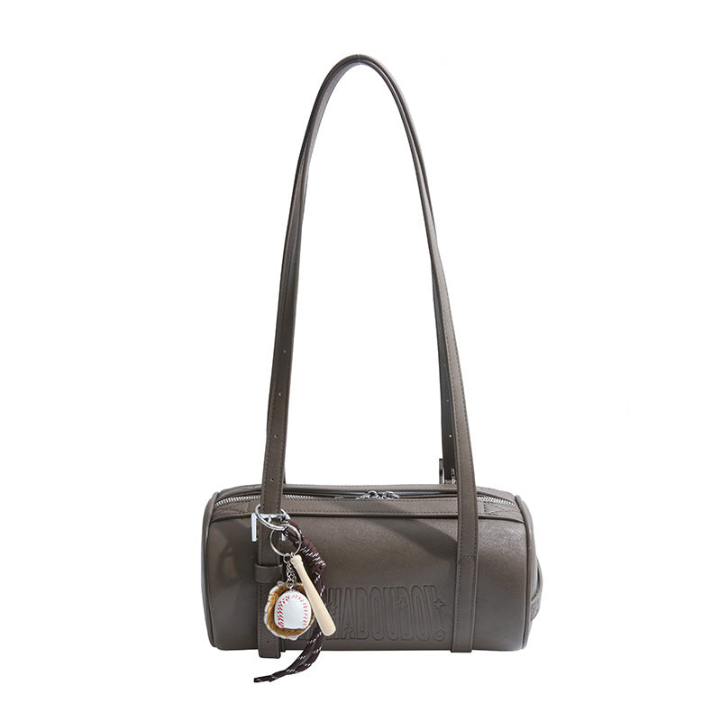 Women's Retro Texture Portable Soft Leather Round Bucket Bag