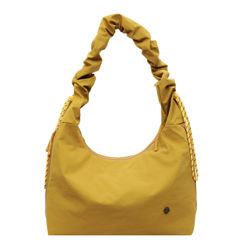 Women's Drawstring Design Solid Color Simple Large Capacity Women's Shoulder Bag