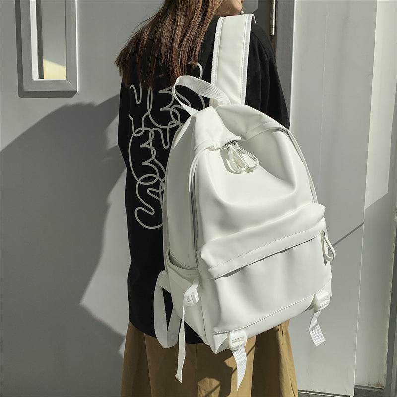 Men's Color Leather Female Versatile Large Capacity Backpacks