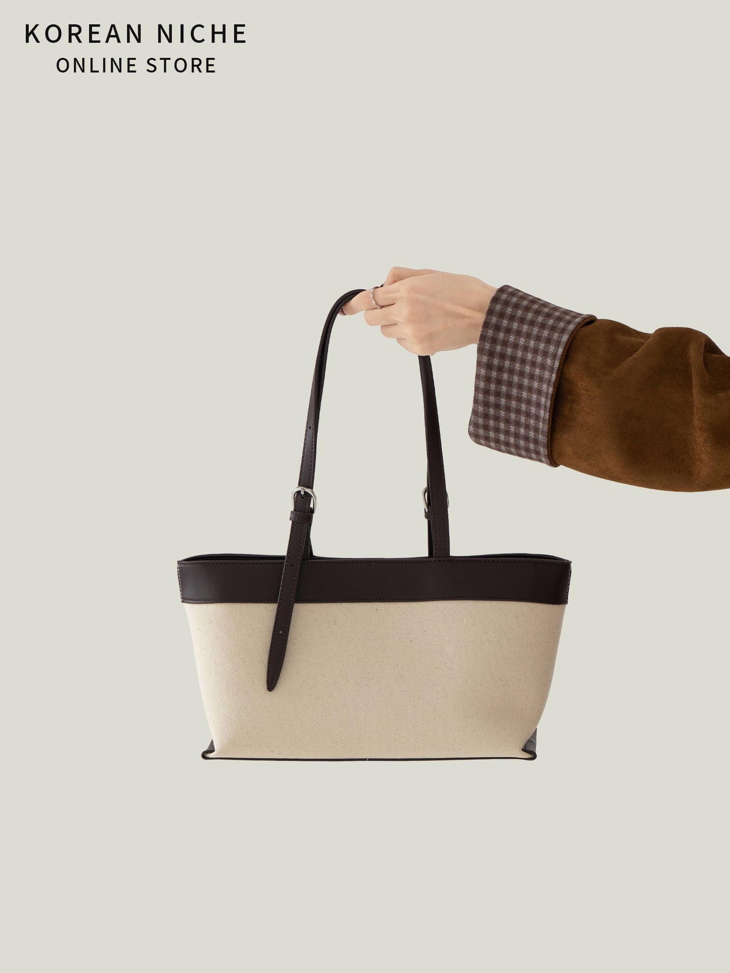 Women's Spring Canvas Stitching Design Korean Large Capacity Daily Commuter Tote Bags