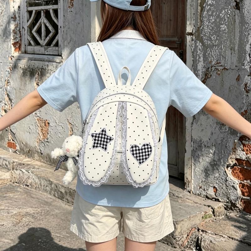 Women's Rabbit Korean Style Polka Dot Large Capacity Commuter Women's Backpack