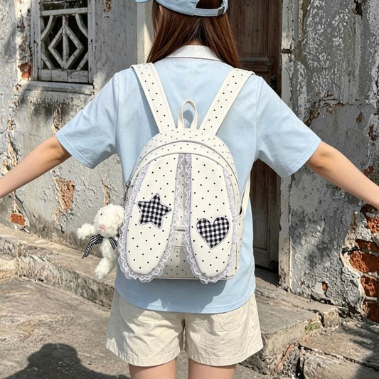 Women's Rabbit Korean Style Polka Dot Large Capacity Commuter Women's Backpack