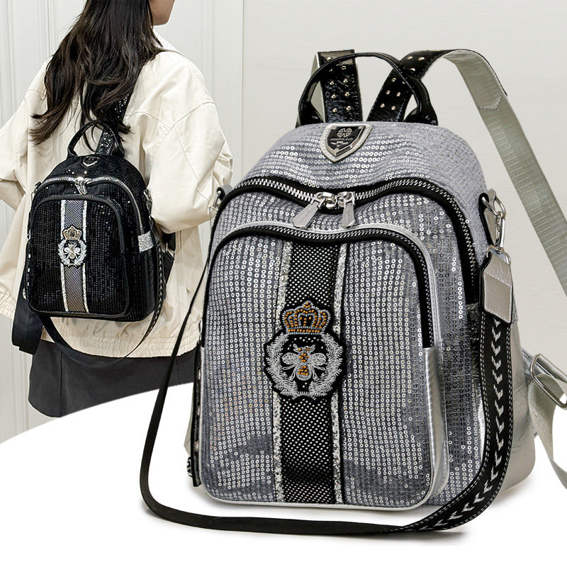 Women's Soft Leather Large Capacity Wrinkled Personality Multipurpose Backpacks