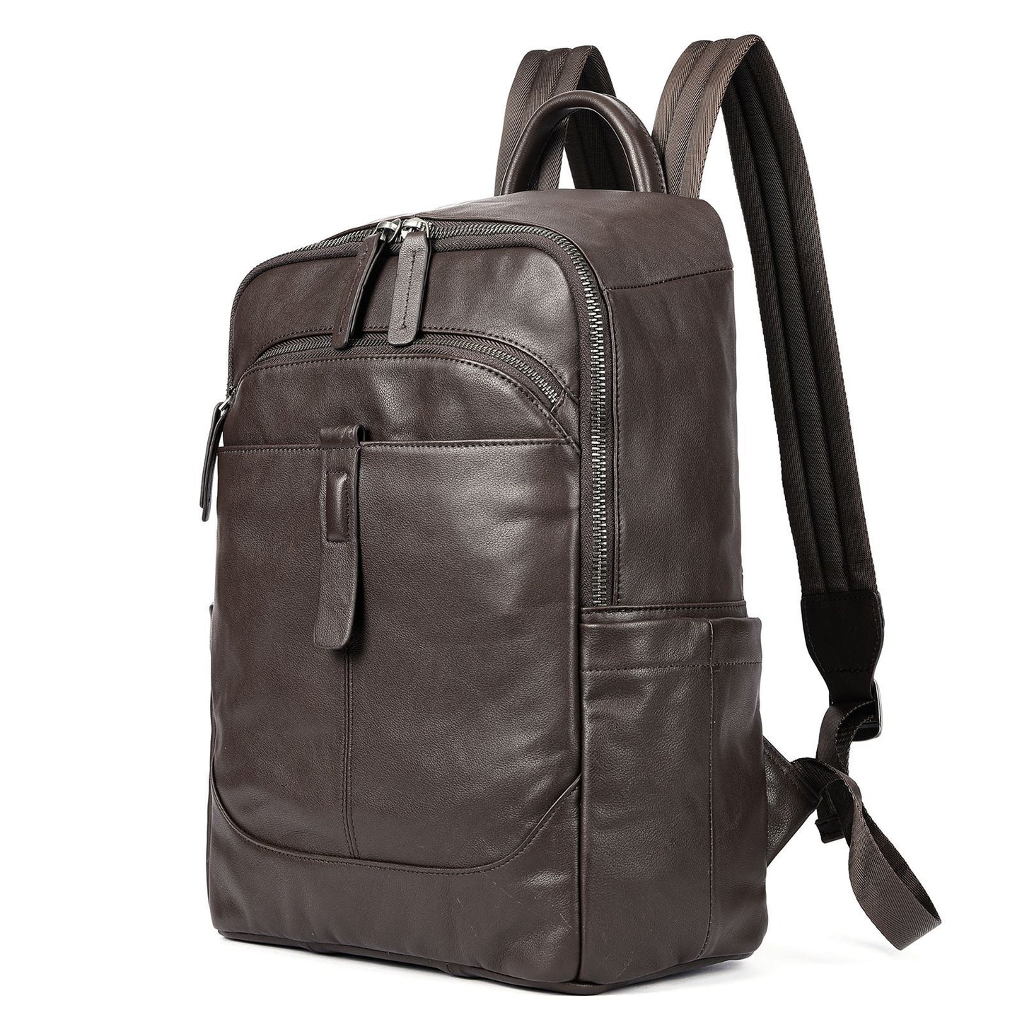 Men's Leather First Layer Cowhide Waterproof Computer Leisure Backpack