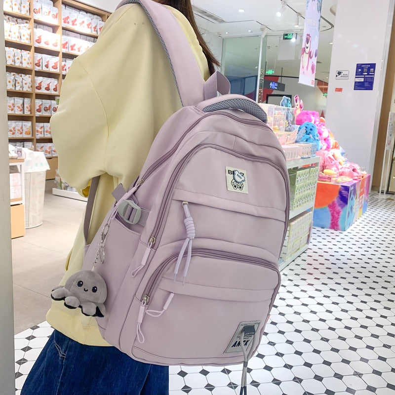 Style Solid Color For Boys Large Capacity Trendy Simple Backpacks