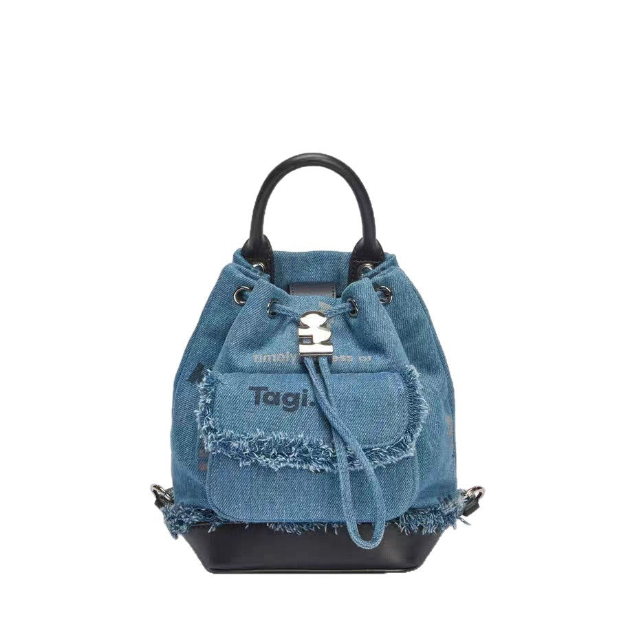 Painter Hand-woven Strap With Pocket Drawstring Women's Backpack