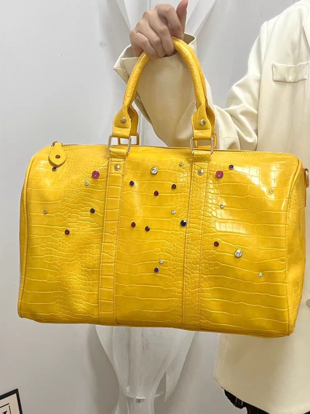 Women's & Men's Portable Large Capacity Crocodile Pattern Colorful Women's Handbag