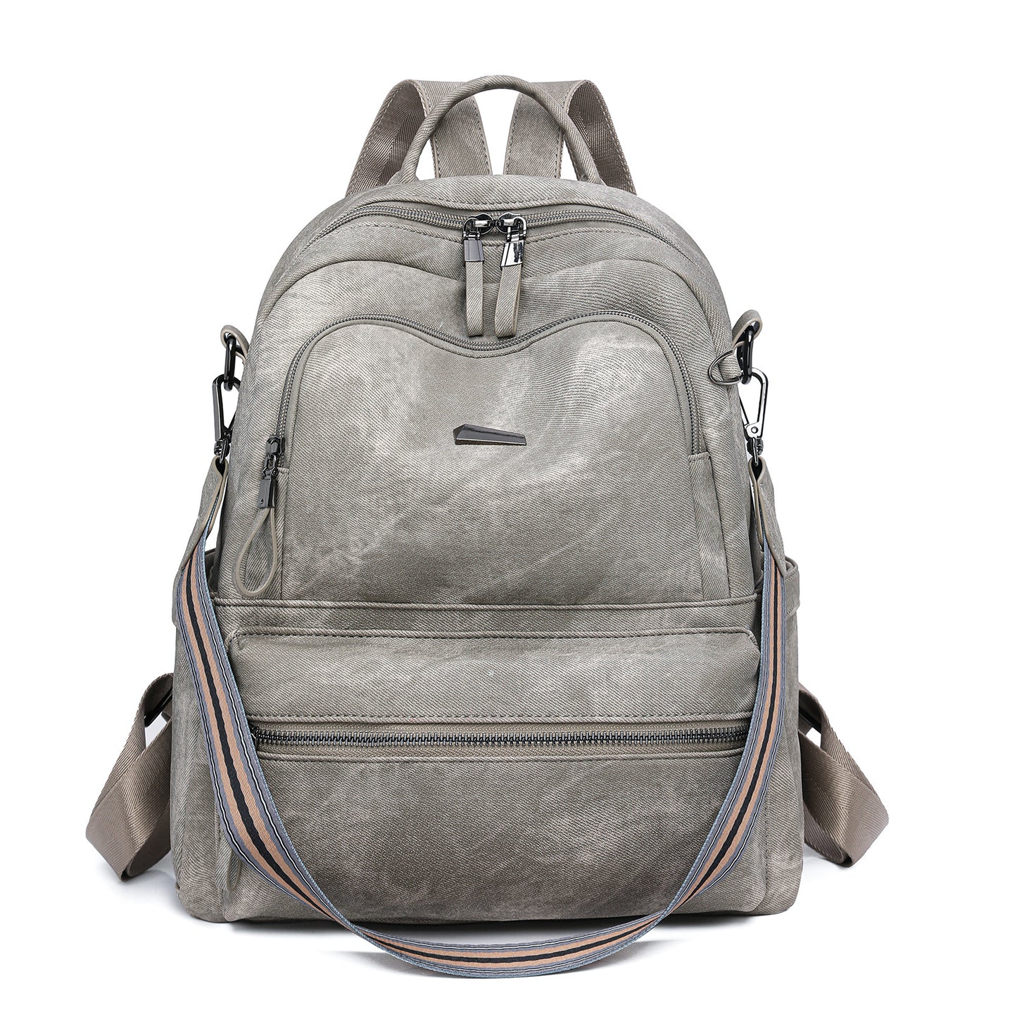 Women's Fashionable Korean Style Versatile Fashion Soft Leather Large Backpacks