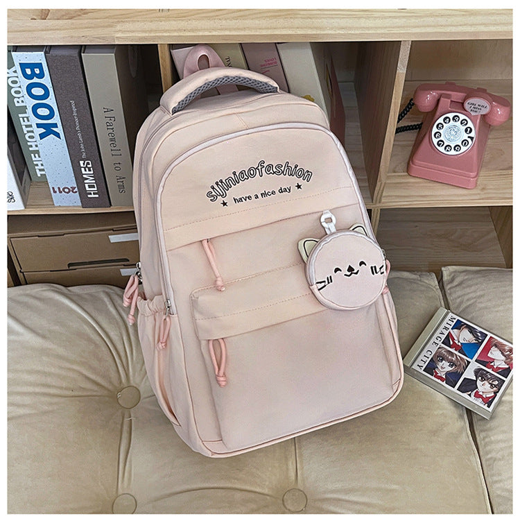 Junior's Female College Solid Color Large Capacity Class Women's Backpack