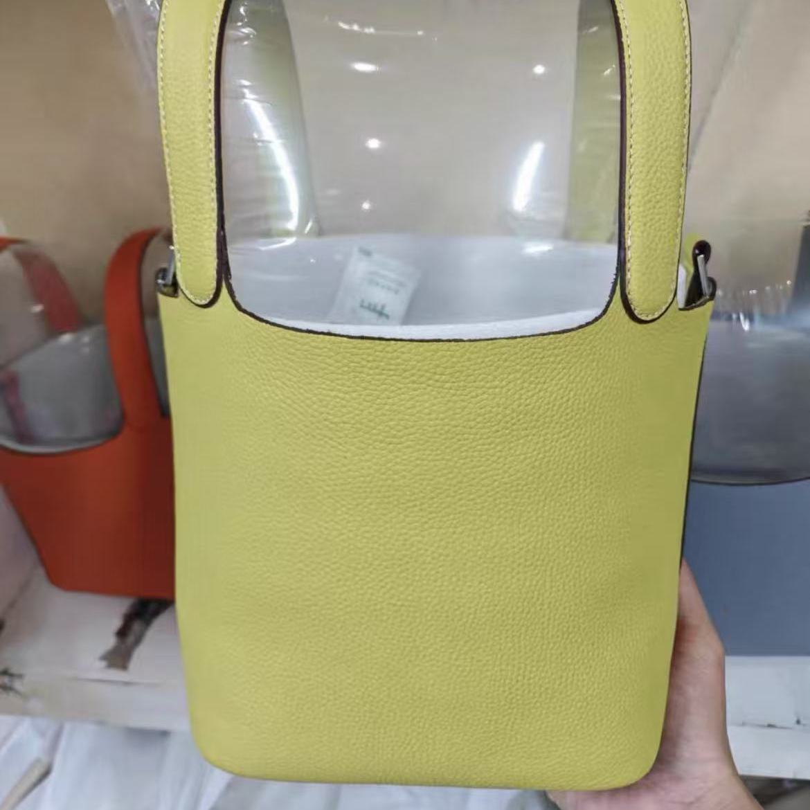 Women's Pattern Cowhide Vegetable Basket Portable High-grade Genuine Bucket Bag