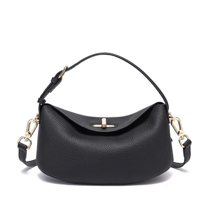 Women's Genuine Leather Simple Cowhide Fashion Portable Bucket Bags