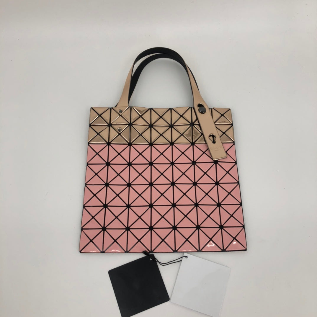 Women's Rhombus Seven Cells Matte Metal Color Tote Bag