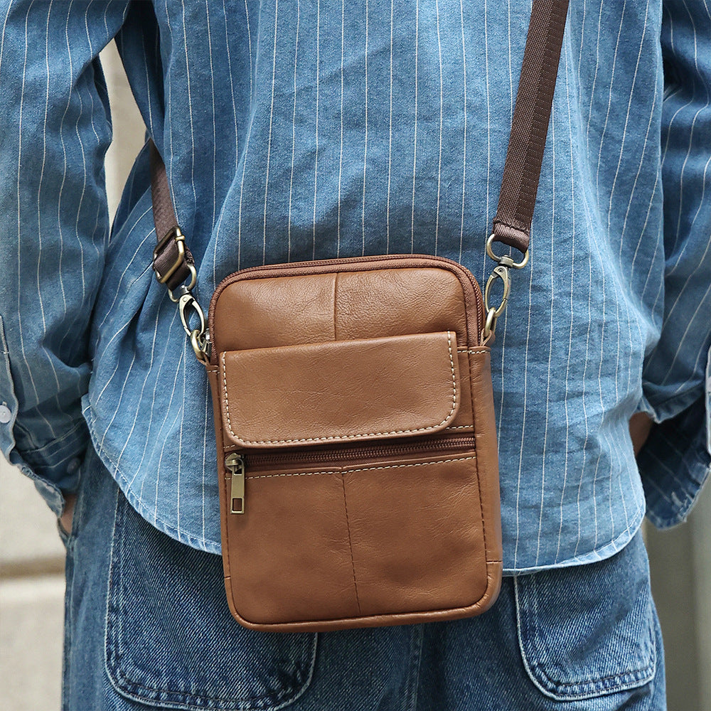 Men's Genuine Leather Mobile First Layer Cowhide Men's Messenger Bag