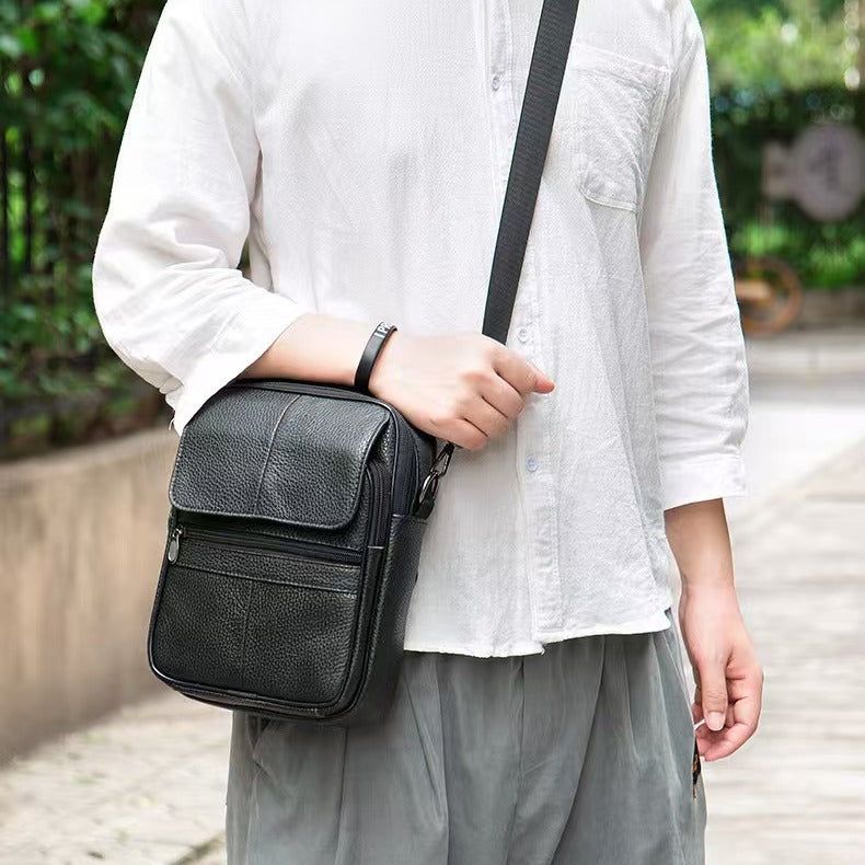 Men's Leather Fashion Business First Layer Cowhide Men's Messenger Bag