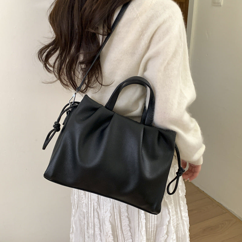 Women's Design Pleated Large Capacity Magnetic Korean Tote Bag