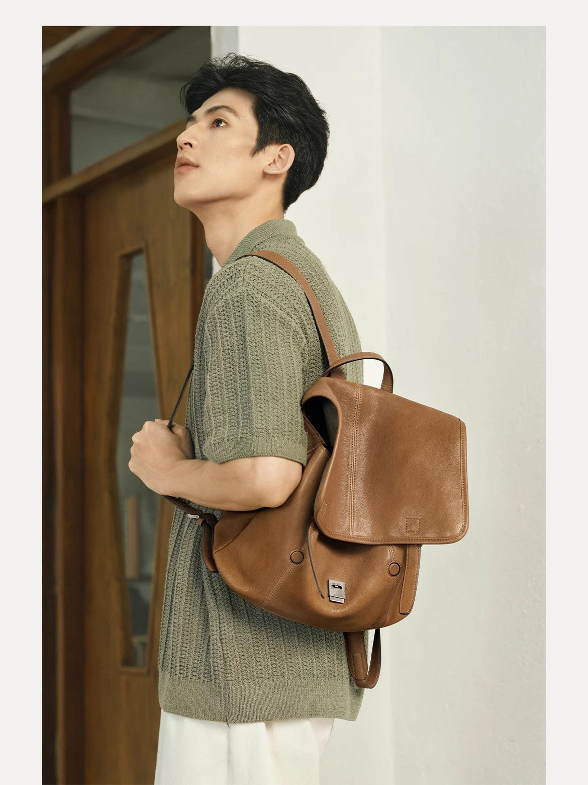 Song Vegetable Tanned Sheepskin Large Capacity Commute Women's Backpack