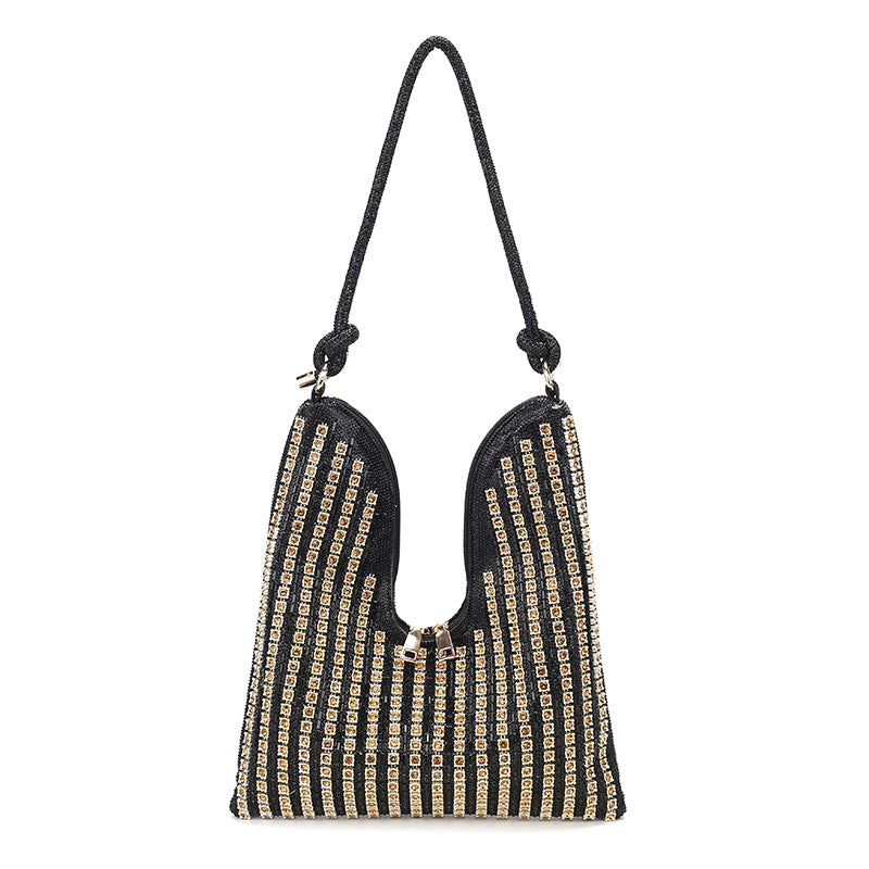 Women's Full Diamond Rhinestone Chain Shiny Portable Bucket Bags