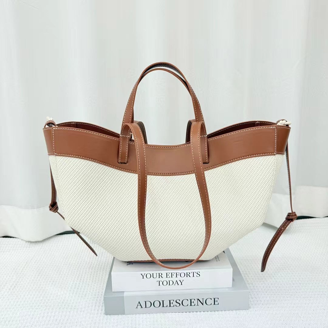 Beautiful Canvas Cowhide Large Capacity Fashion Women's Handbag