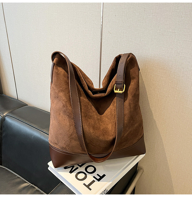 Women's Retro Minority Commuter Suede Fashion Large Capacity Bags