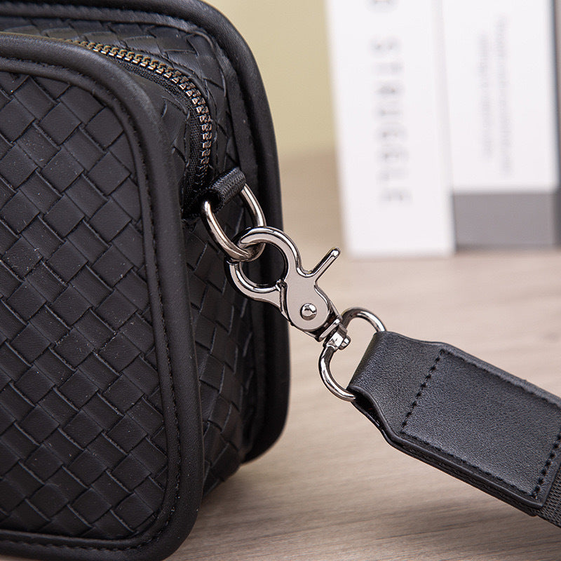 Men's Business Embossed Woven Large Capacity One Waterproof Men's Messenger Bag