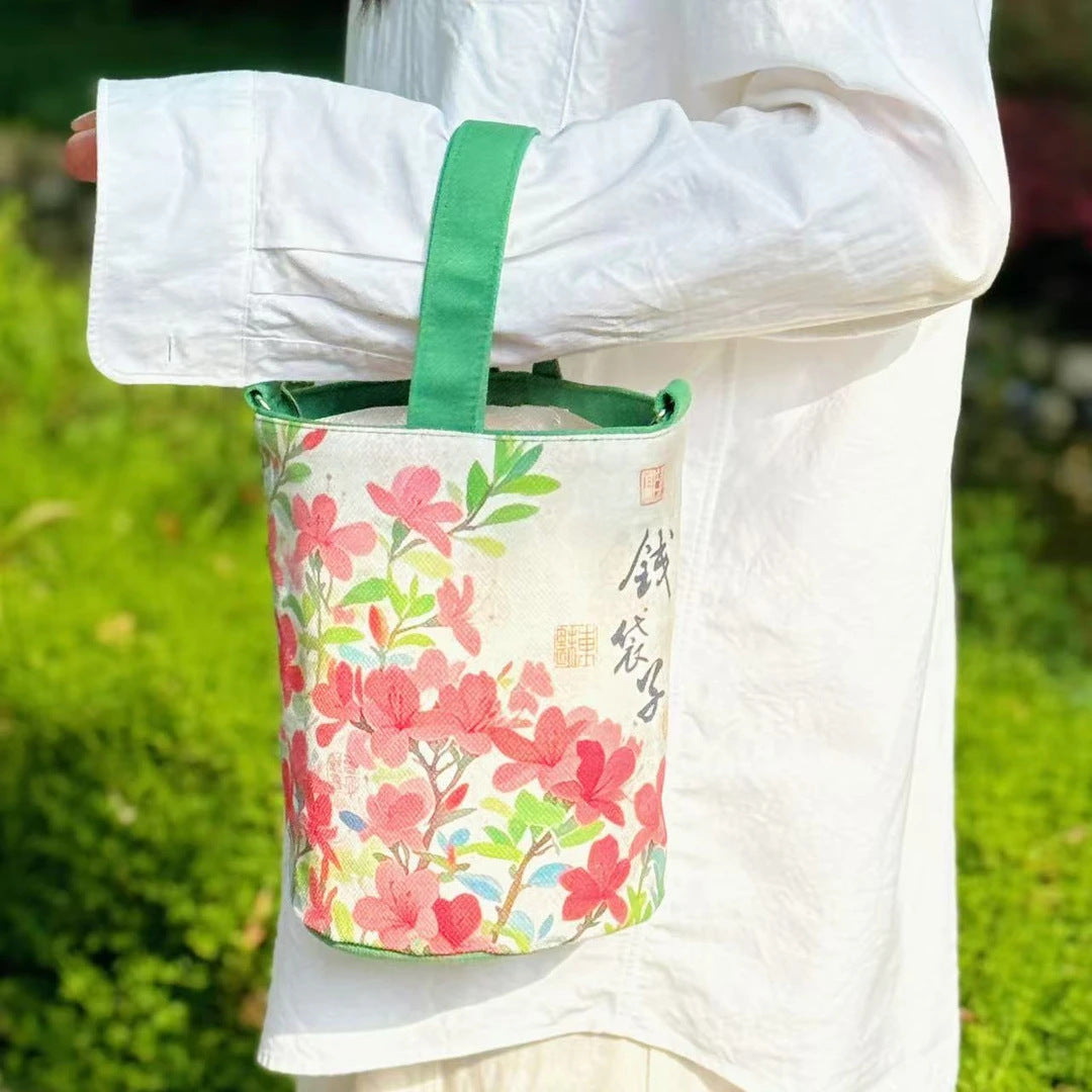 Money Hydrangea Pattern Brocade Bright Future Scenic Area Cultural Creative Bucket Bag