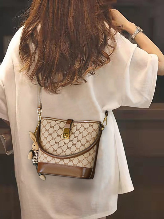 Women's Light Luxury Printed Fashion Portable Texture Bucket Bag