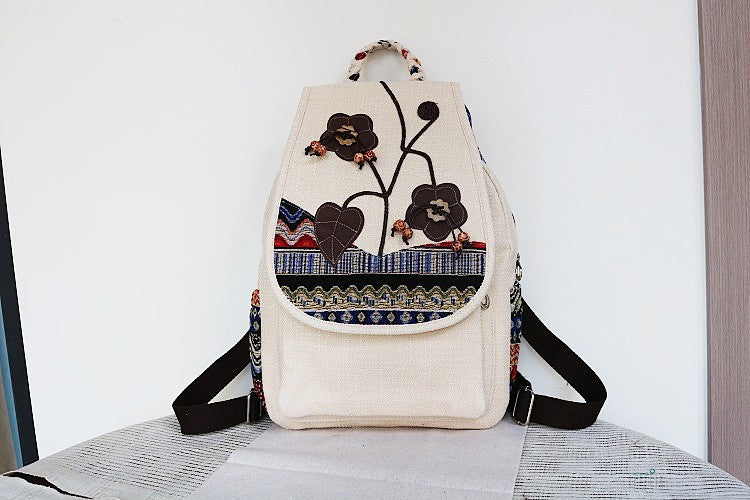 Women's Vintage Printing Wax Line Woven Fresh Women's Backpack