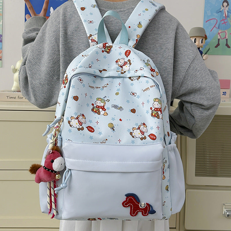 Pony Print Large Capacity Early High Leisure Backpack