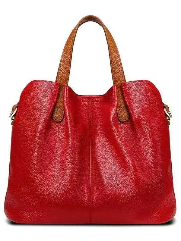Women's High-grade Large Capacity Contrast Color Soft Leather Niche Women's Messenger Bag