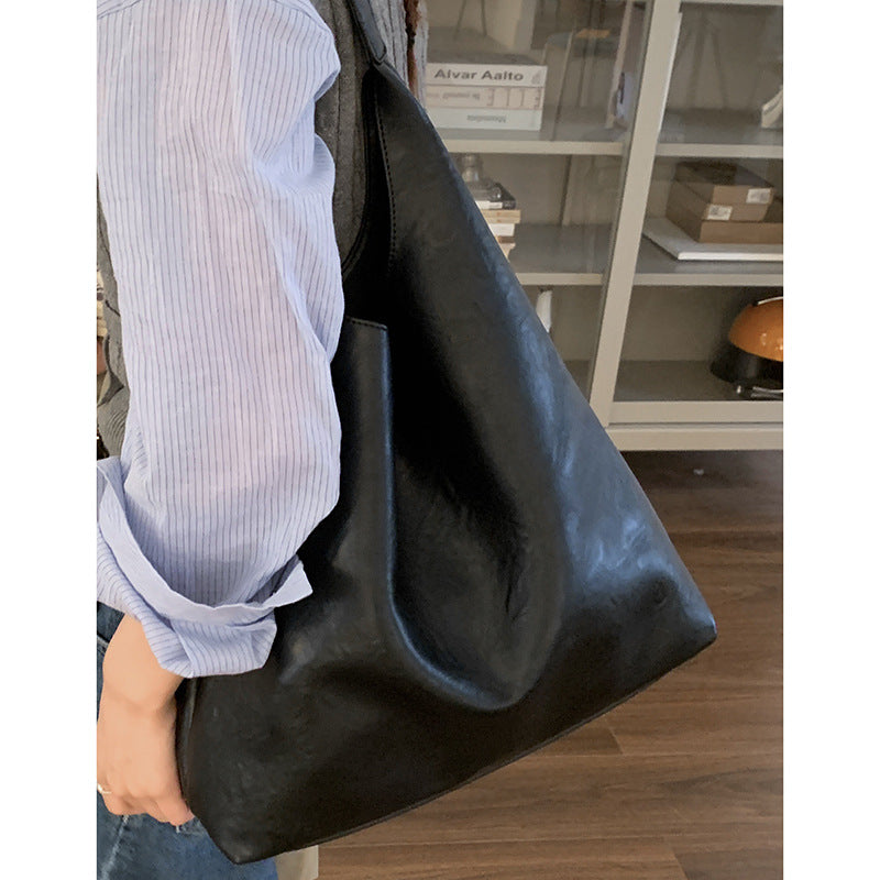 Women's High-grade Commuter Solid Color Simple Large Tote Bags