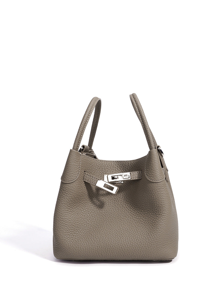 Women's Layer Cowhide High-grade Niche Mother Genuine Leather Black Vegetable Bags