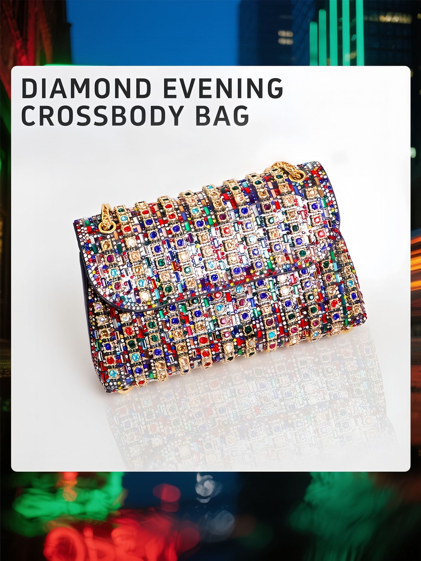 Colorful Diamond Banquet Underarm Dinner Premium Retro Women's Messenger Bag