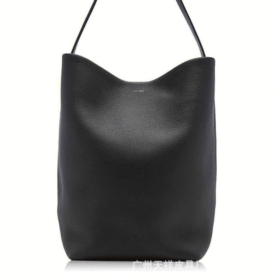 Women's Layer Cowhide Version High Quality Underarm Lychee Bucket Bags