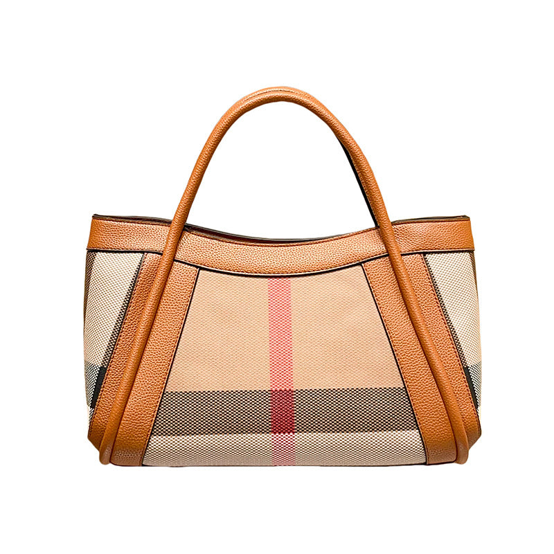 Women's Fashion Genuine Leather Large Capacity Plaid Handbags