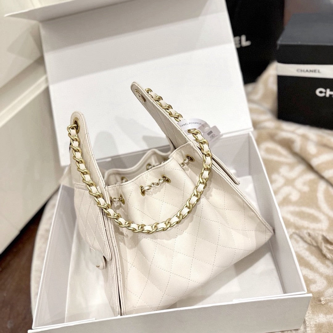 Hobo Black Gold Lychee Pattern Cowhide Portable Women's Shoulder Bag