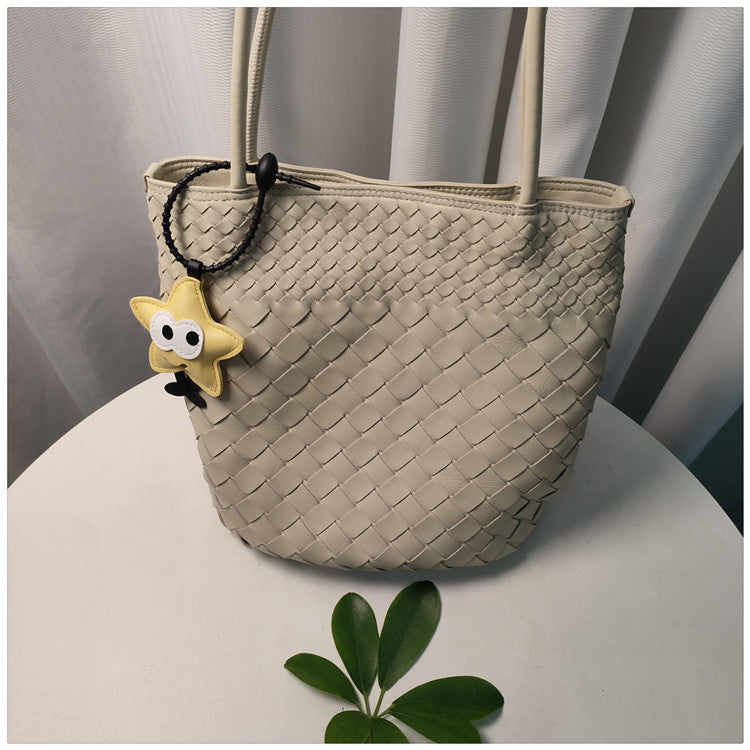 Niche High-grade Leisure Commute Woven Large Capacity Bucket Bag