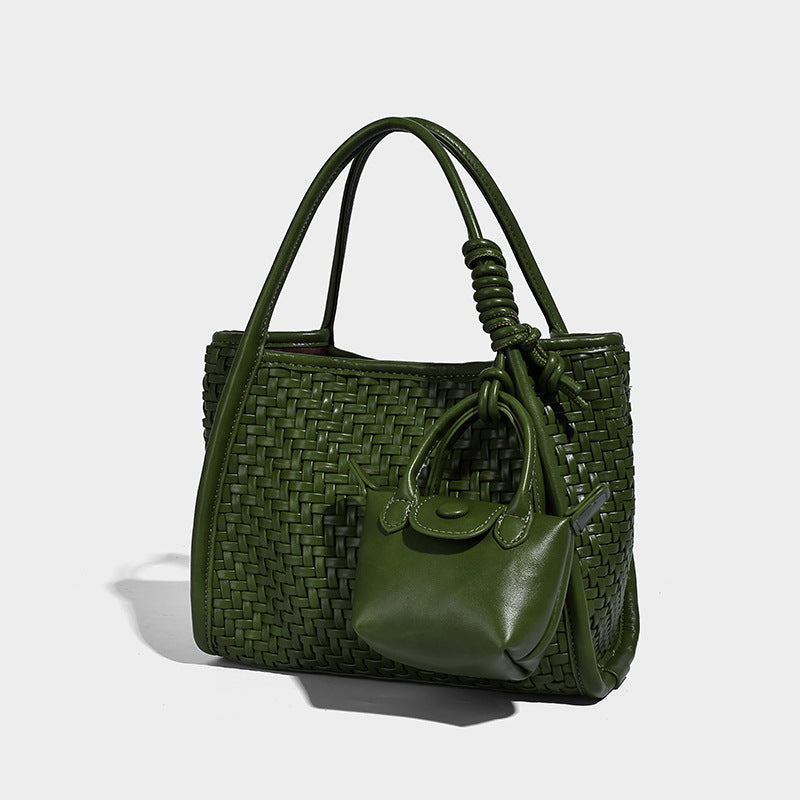 Women's Hand-woven Portable Soft Leather Fashionable For Women's Shoulder Bag