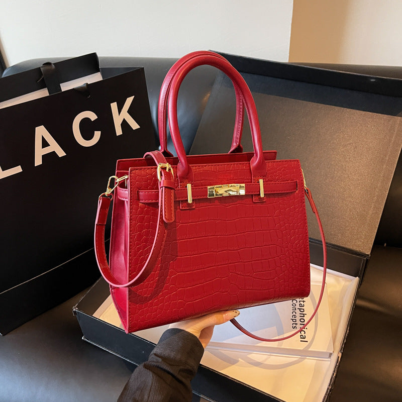 Women's Wedding Crocodile Pattern Portable Large High Shoulder Bags