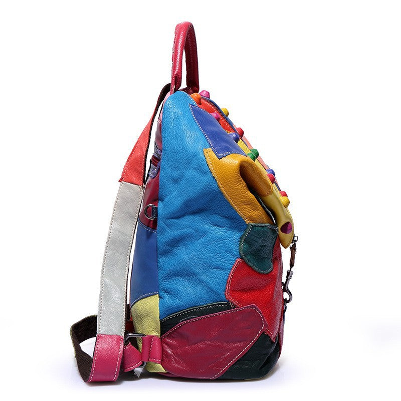 Women's Summer Fashion Color Contrast Large Capacity Out Colored Mosaic Women's Backpack