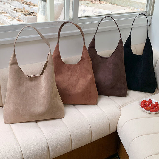 Women's Retro Leisure Commute Large Capacity Suede Bags