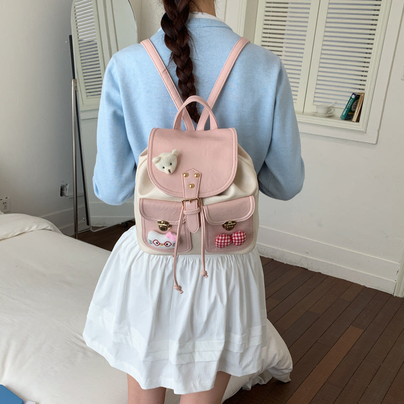 Women's American Style Retro Cartoon Large Capacity College Cute Women's Backpack