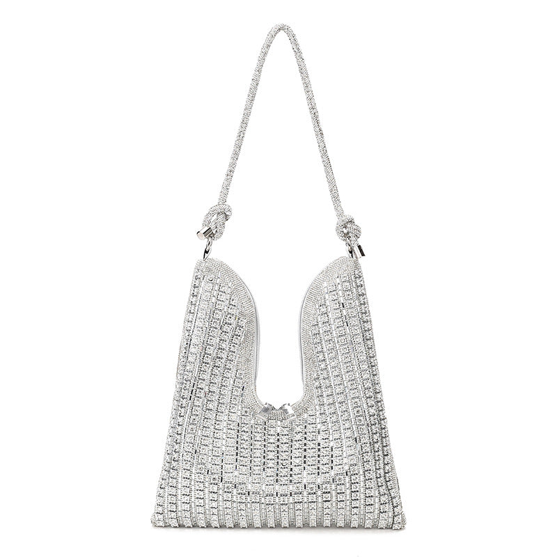 Women's Full Diamond Rhinestone Chain Shiny Portable Bucket Bags