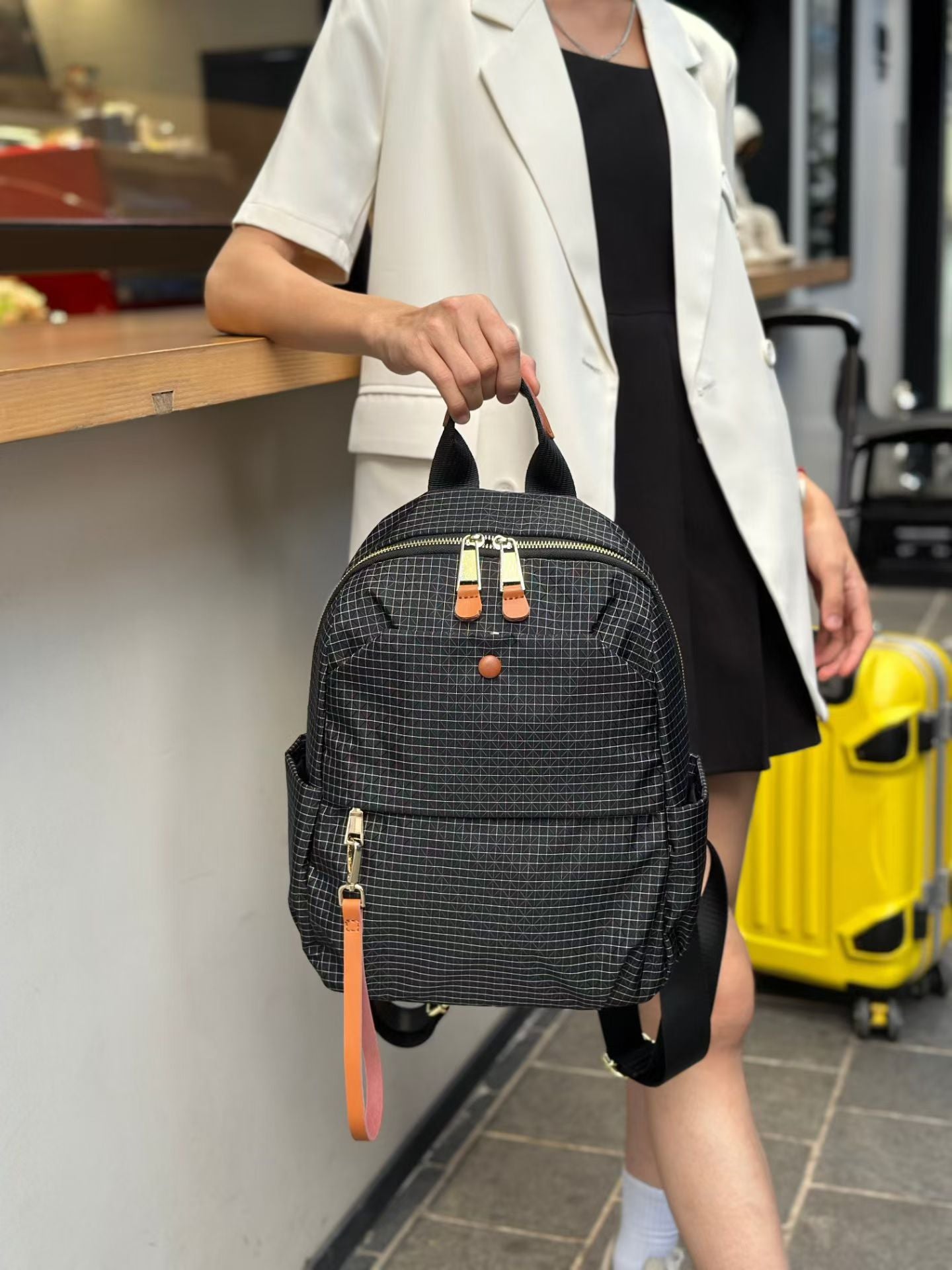 Women's Lightweight Waterproof Plaid Nylon Simple Minority Women's Backpack
