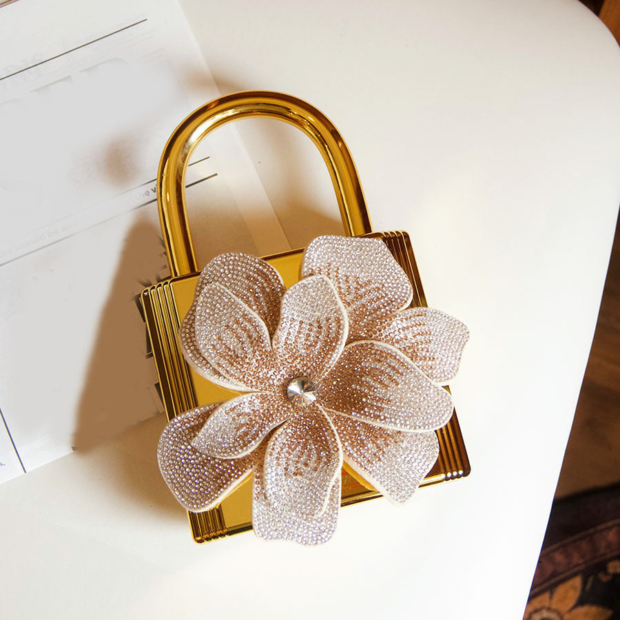 Metallic Acrylic Shiny Flower High-grade Chain Women's Handbag