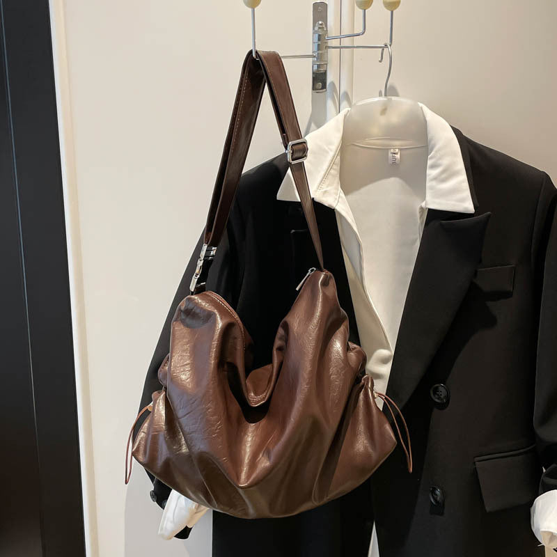 Western Style Large Capacity Solid Color Lazy Handbags