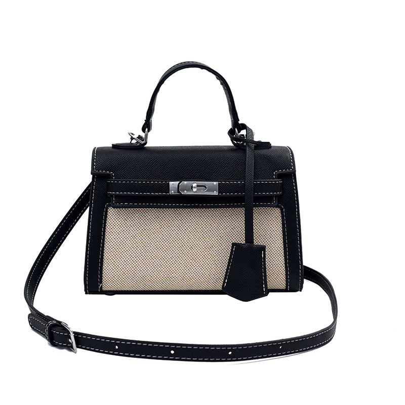 Women's High-grade Retro Portable Kelly Linen Stitching Bags