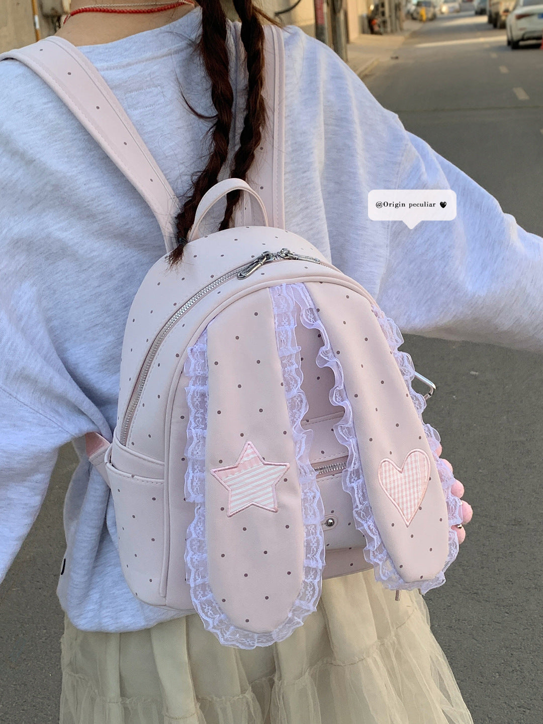 Cute Cartoon Rabbit High-grade Lace Pink Backpacks