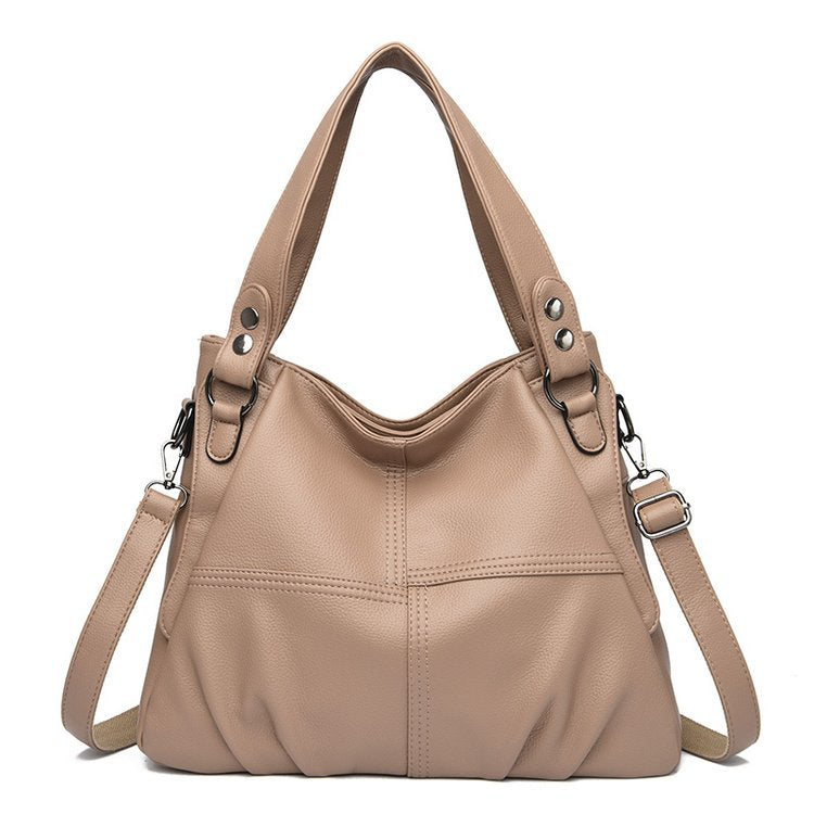 Women's Spring Genuine Leather Retro Large Capacity Sheepskin Women's Shoulder Bag