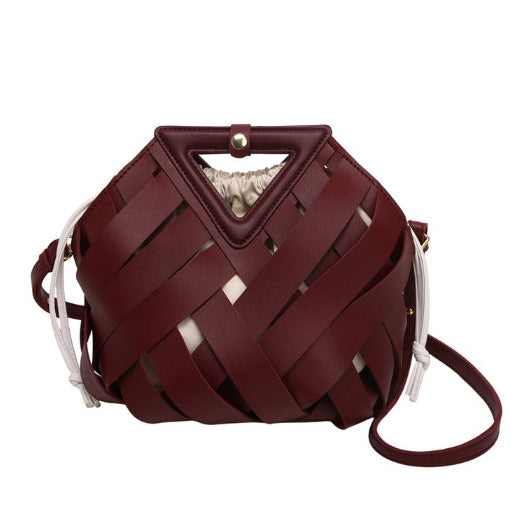 Women's Woven Fashion Triangle Magnetic Snap Commute Design Bags